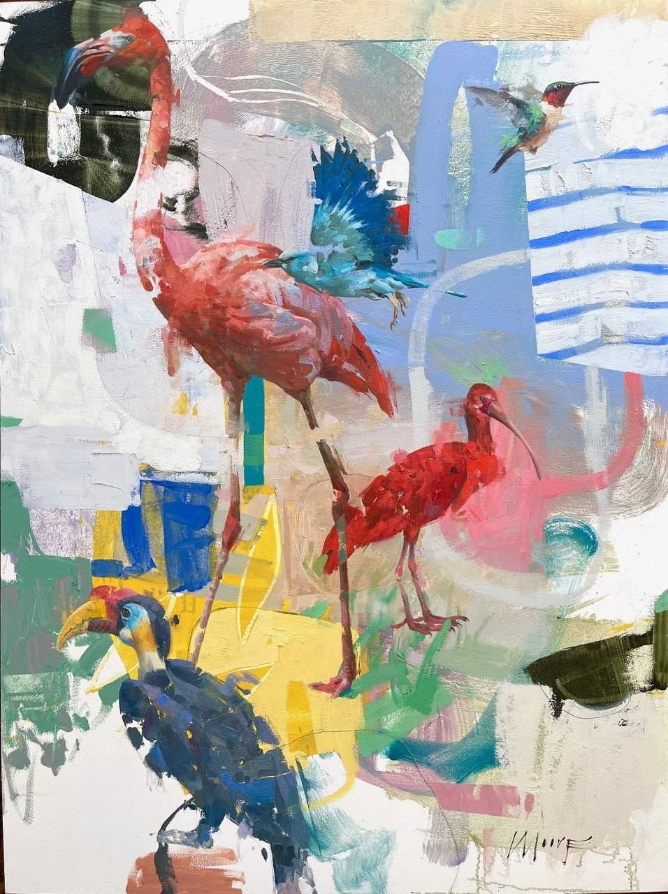 Expressive colourful painting of people in Audubon Park